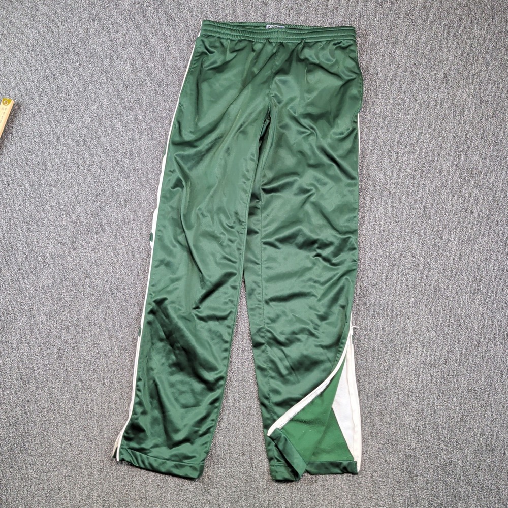 GTM Sportswear Y2K Track Pants Small Green White Stripe Zip Hem Gorpcore Retro
